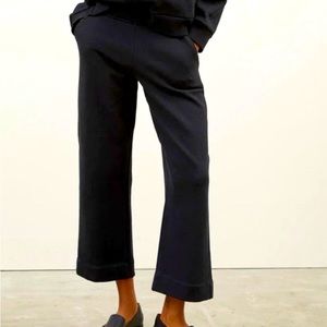 Everlane The Track Wide Leg Cropped Sweat Pants in black